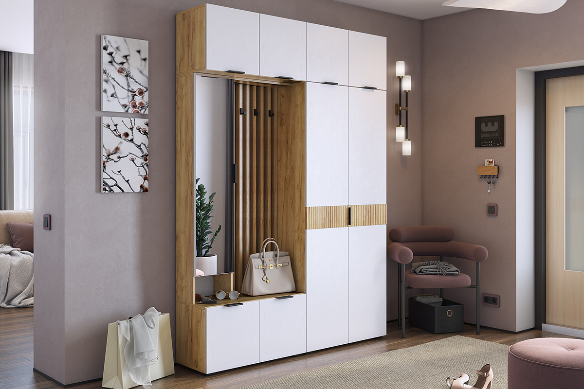 Изображение товара Комплект мебели для прихожей Mebelson Бери 2563_СПБ2 160x222.6x35 см коричневый