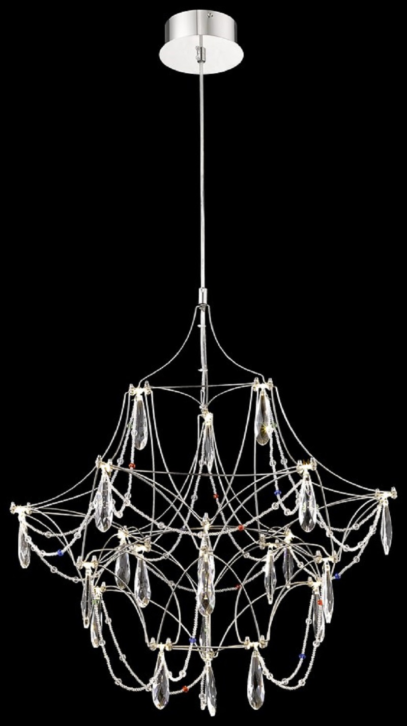 Изображение товара Люстра подвесная светодиодная Wertmark Felicia WE336.21.126 6 м² теплый белый хром прозрачный дизай