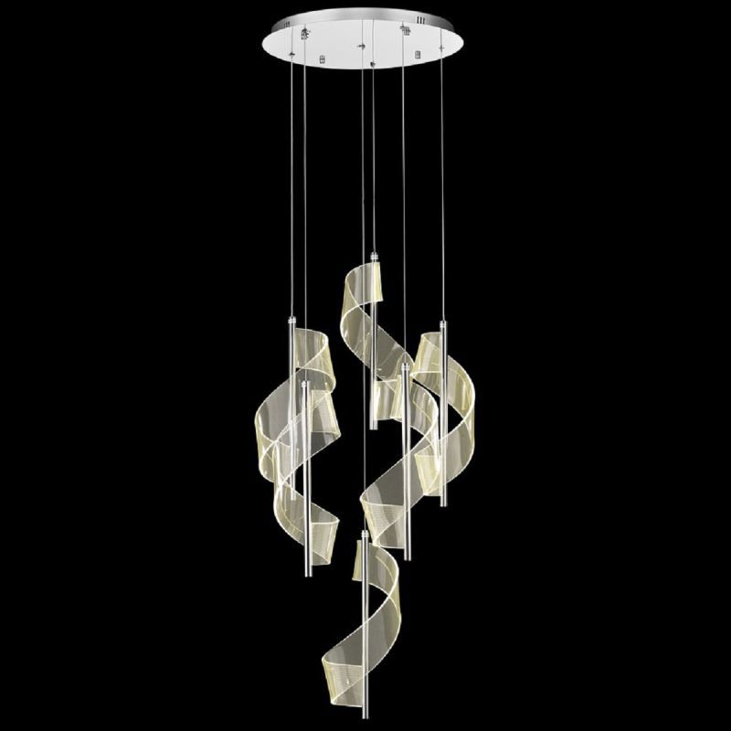 Изображение товара Люстра подвесная светодиодная Wertmark Hilda we452.06.103 29 м² теплый белый (желтый) свет цвет серый/серебристый