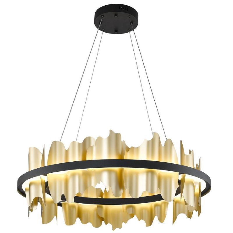 Изображение товара Люстра подвесная светодиодная Wertmark Lando 80x80 см черный с золотым плафоном