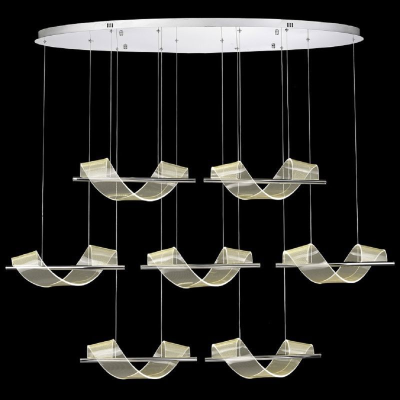 Изображение товара Подвесная светодиодная люстра Wertmark Hilda 7 плафонов теплый белый серый серебристый стильный