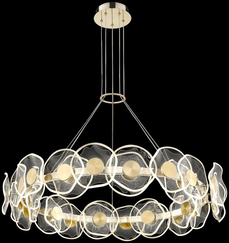 Изображение товара Люстра подвесная светодиодная Wertmark Helena we453.30.303 42 м² регулируемый белый свет цвет жёлтый/золотой