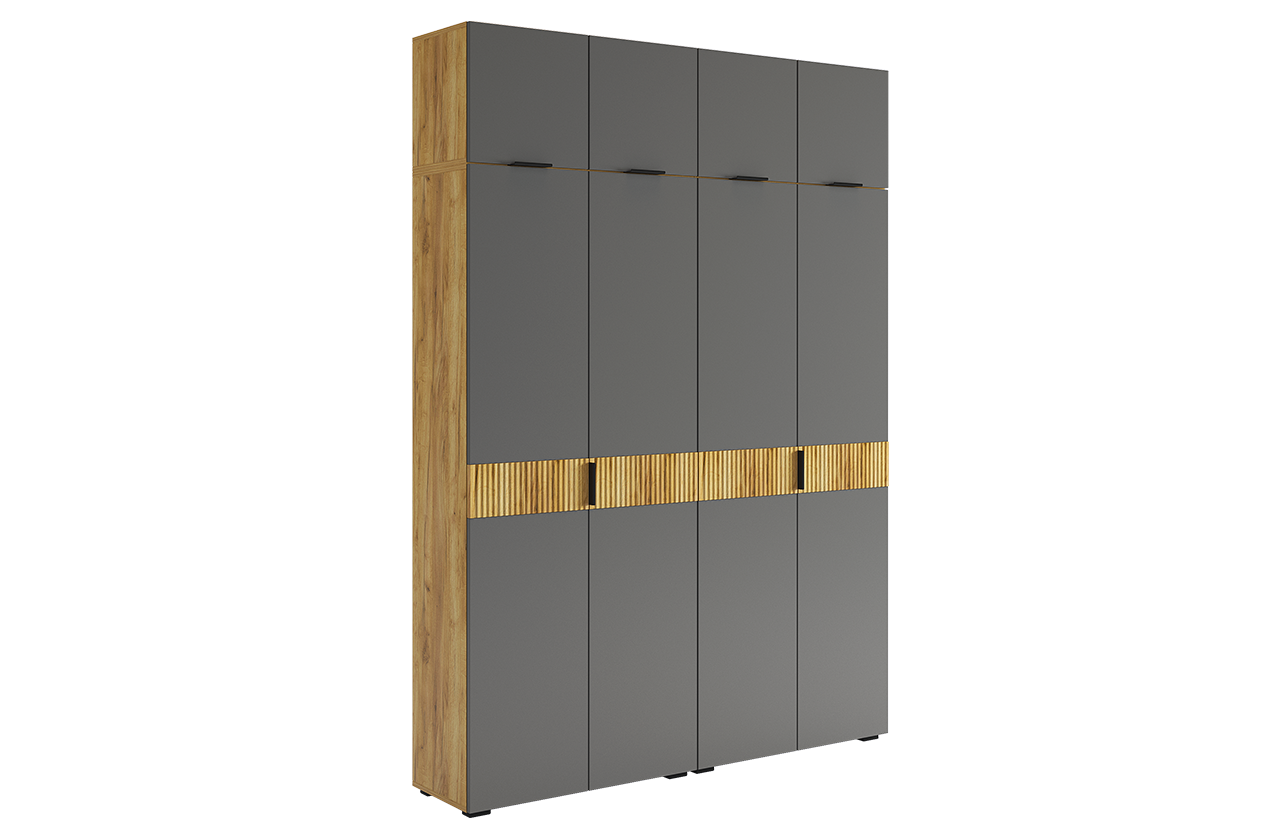 Изображение товара Шкаф четырехдверный Mebelson Бери К1 дуб крафт золотой/графит 160x222.6x35 см