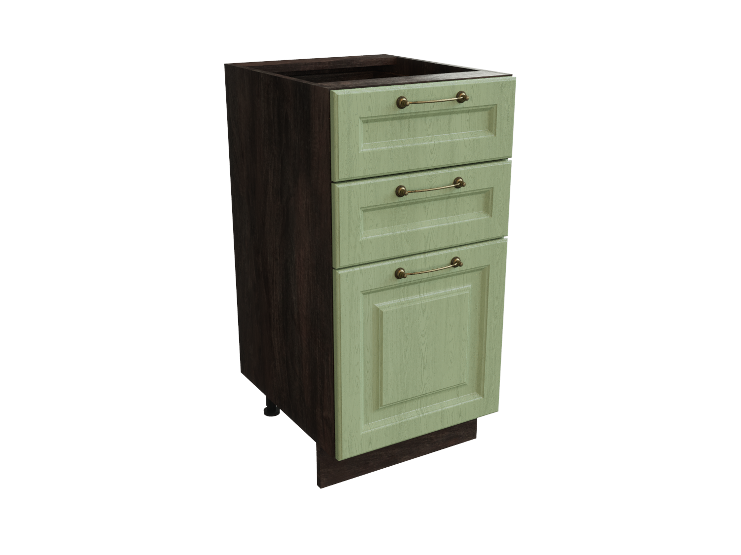 Изображение товара Напольный шкаф МС Ницца с 3 ящиками 40x81.60x47.80 см фасад светло-зеленый МДФ каркас дуб ЛДСП Сурская Мебель