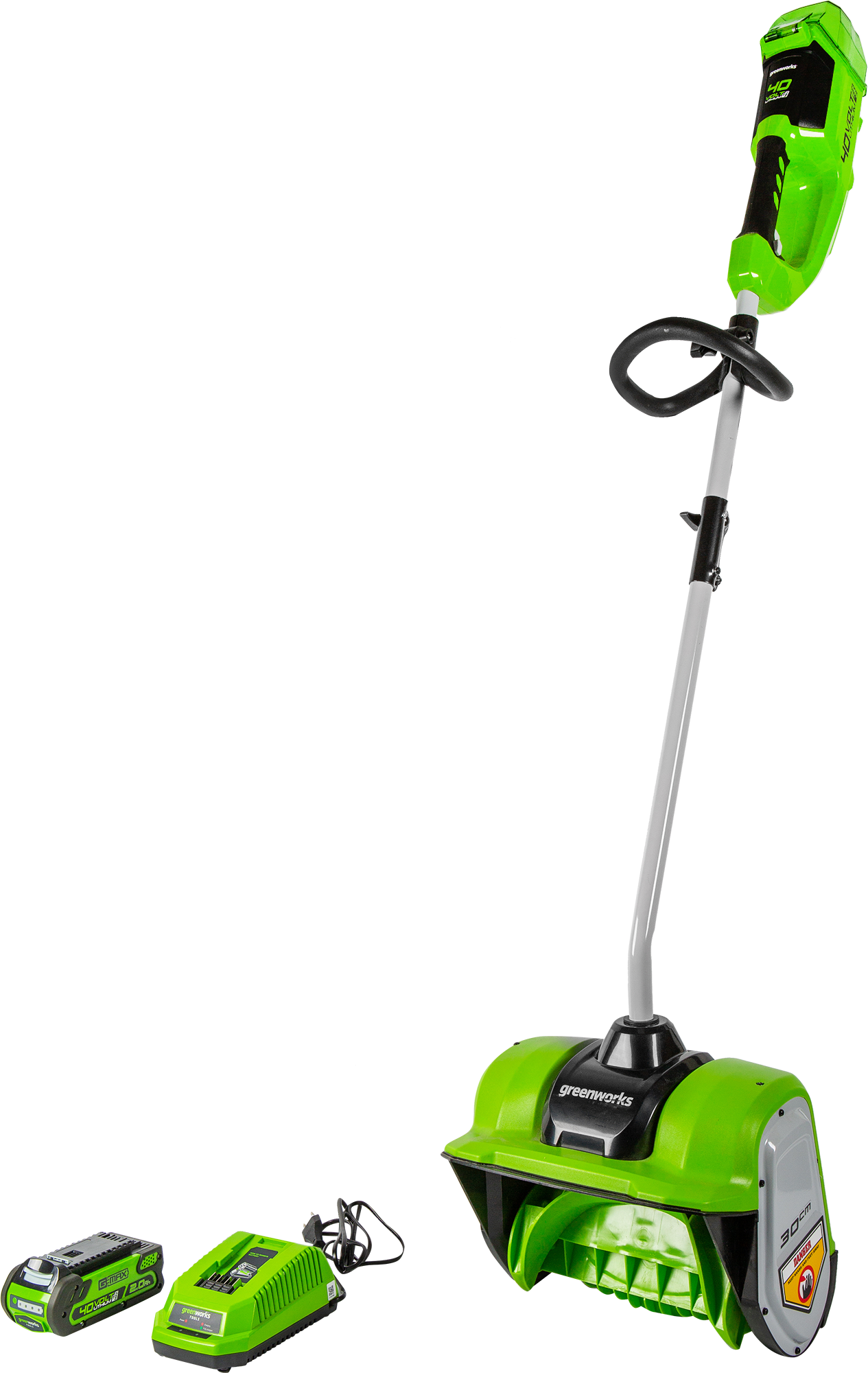 Изображение товара Аккумуляторный снегоуборщик GREENWORKS GD40SSK2 30 см 40 В с аккумулятором и ЗУ
