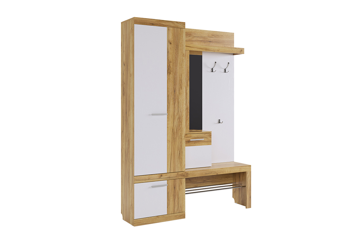 Изображение товара Напольная вешалка Mebelson Алекс 150x212x36 см ЛДСП цвет белый, дуб крафт золотой