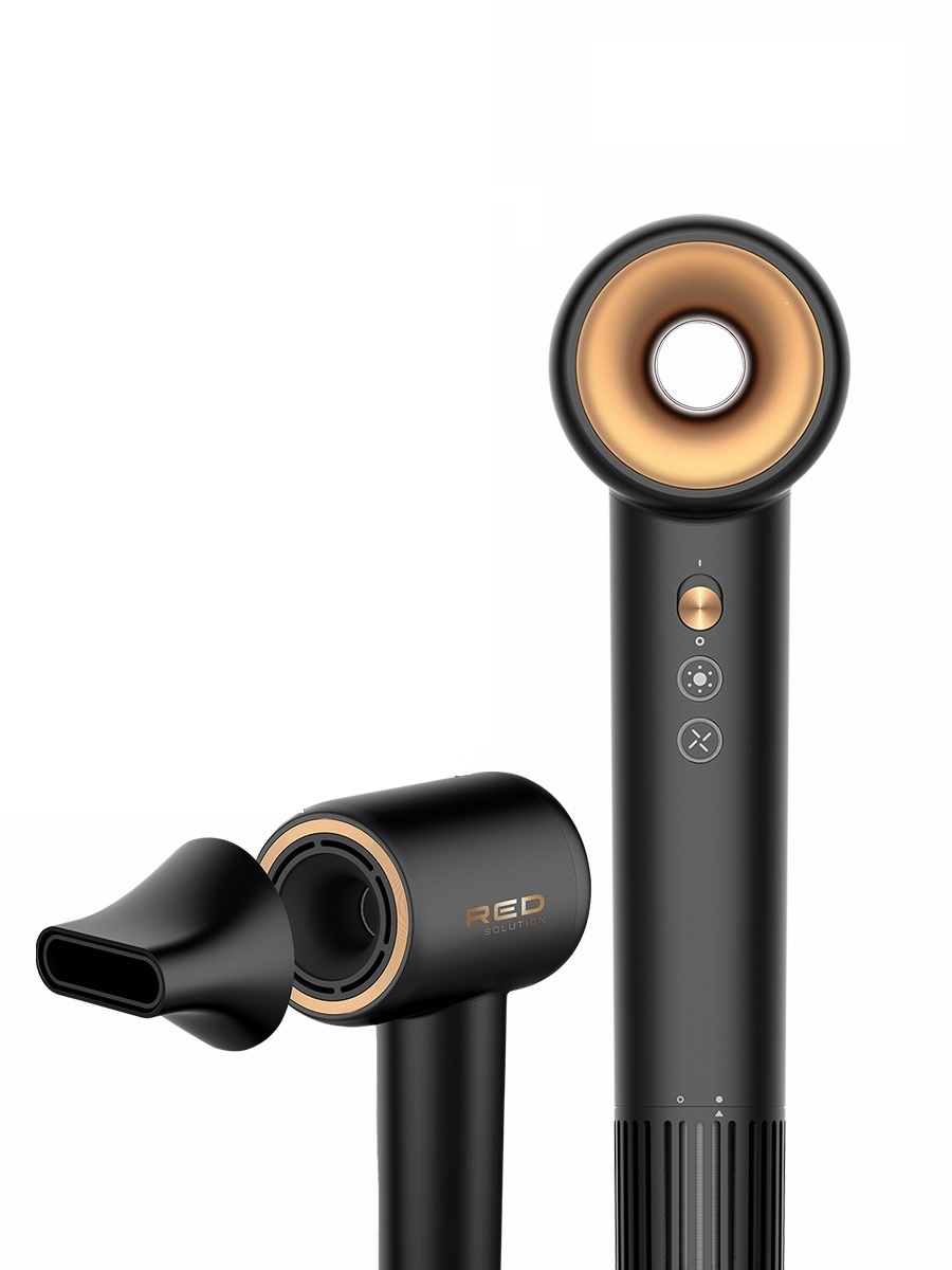 Изображение товара Фен RED SOLUTION RF-535 серо-золотой мощный с 2 режимами и защитой от перегрева
