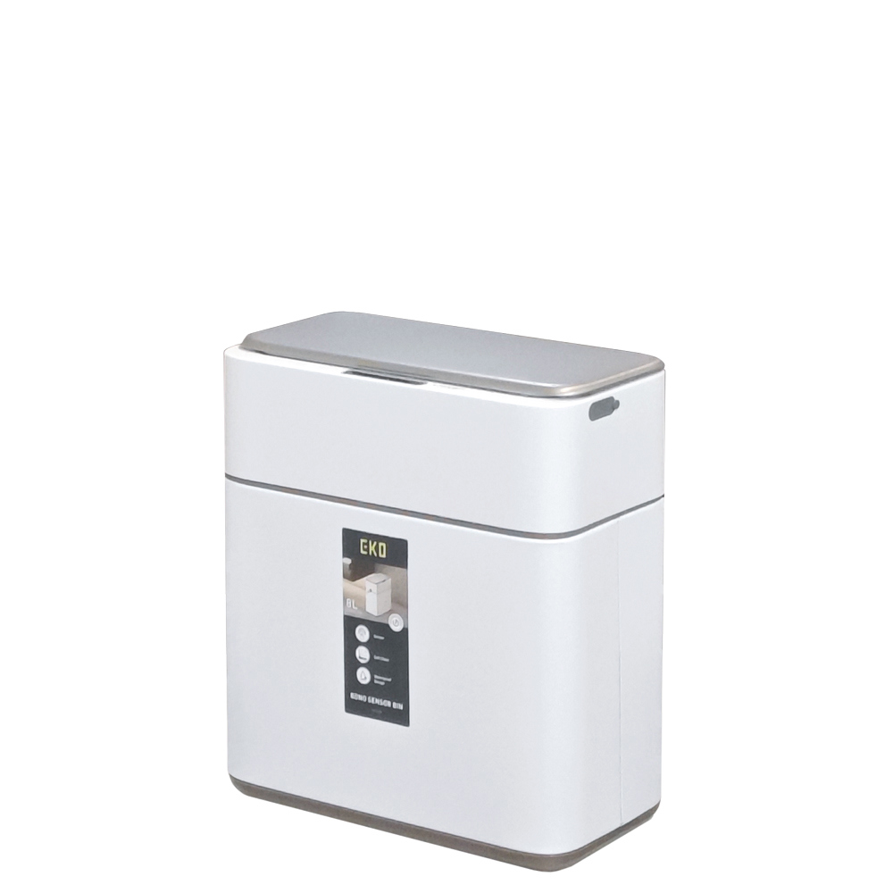 Изображение товара Мусорное ведро сенсорное 8 л EKO белый матовый ультра-узкое IPX4