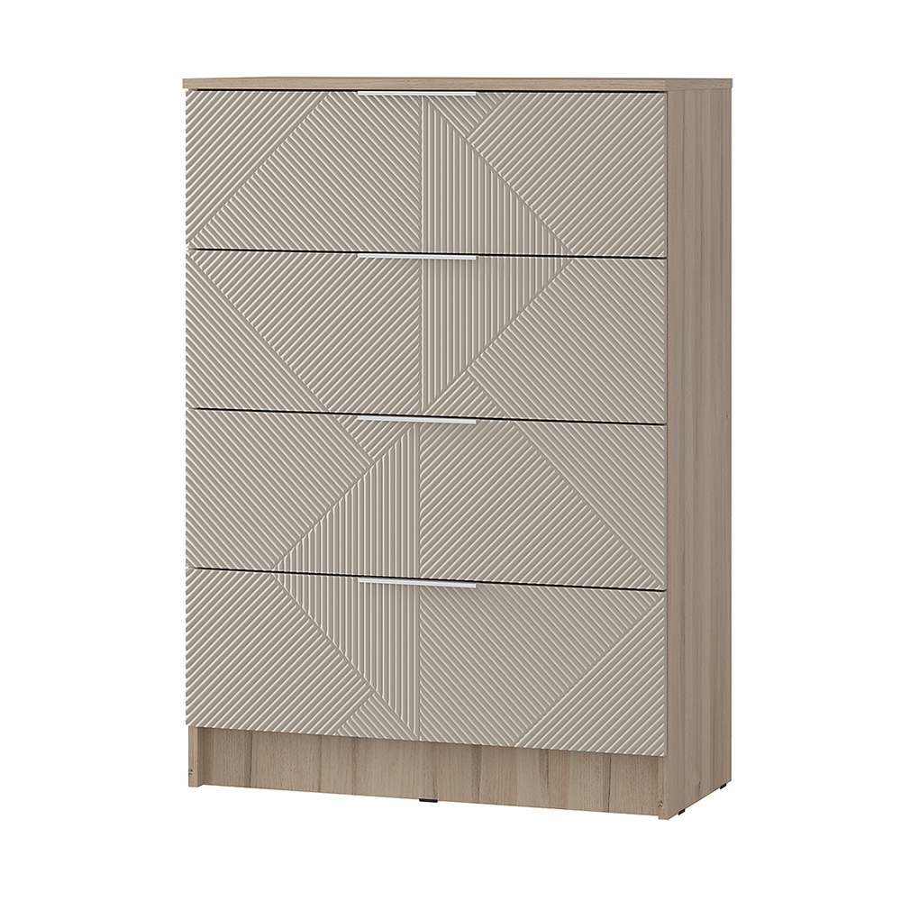 Изображение товара Комод BTS Эмилия 4 ящика 80.2x113.2x37.6 см ЛДСП дуб смоки/айриш