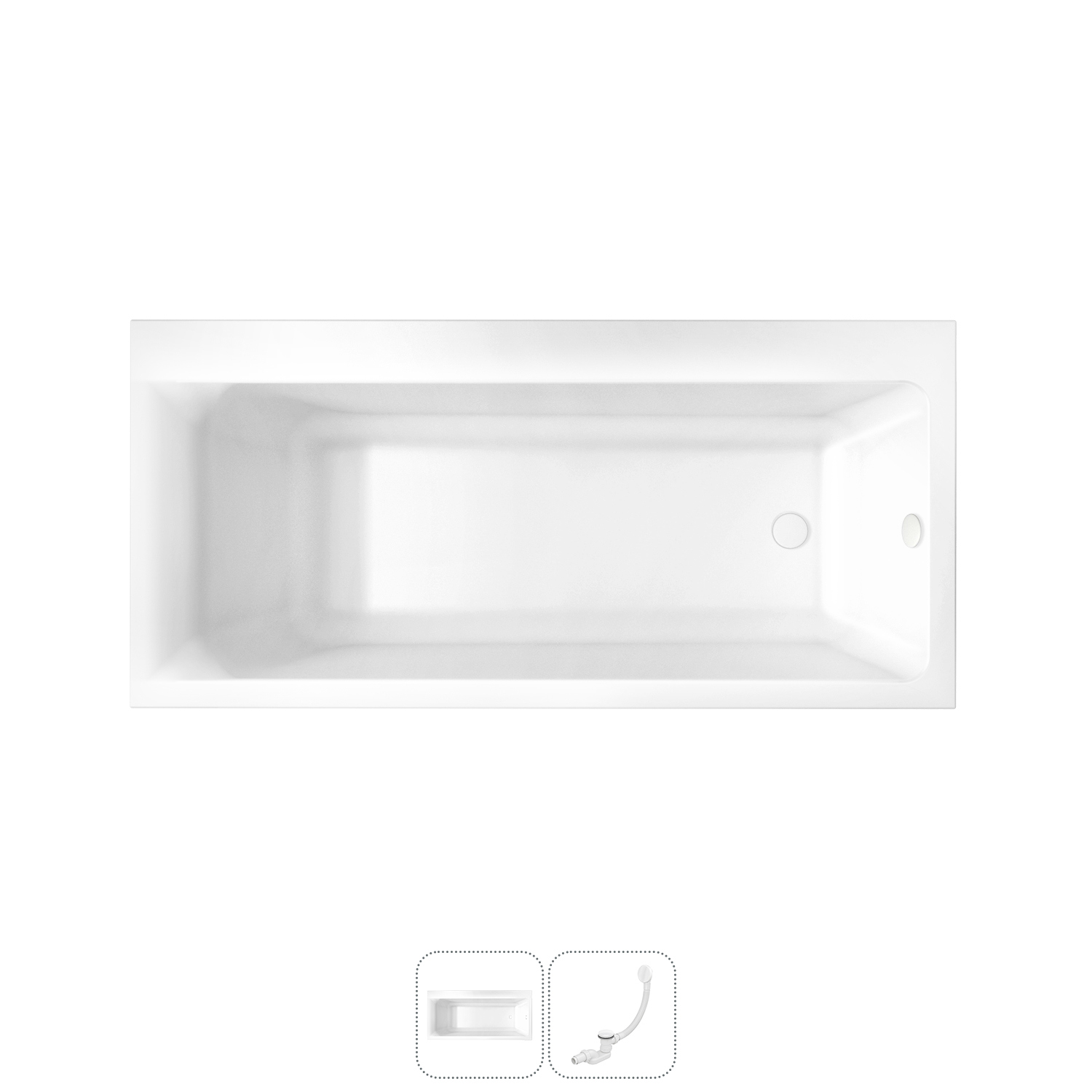 Изображение товара Прямоугольная ванна LAVINIA BOHO 170x80 см акриловая белая с автоматическим сливом