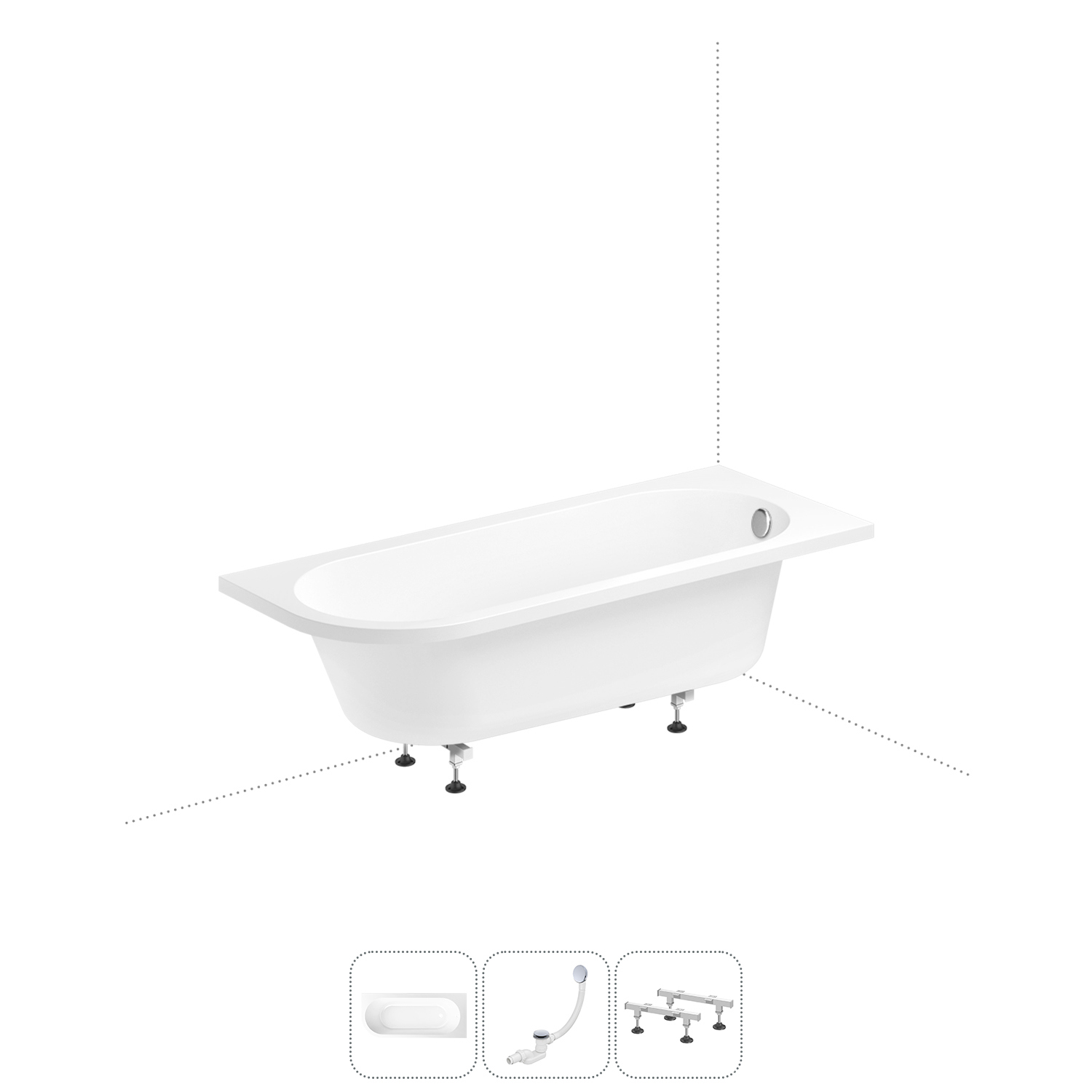 Изображение товара Акриловая угловая ванна Lavinia boho 170x72.5 см правая с гидромонтажом