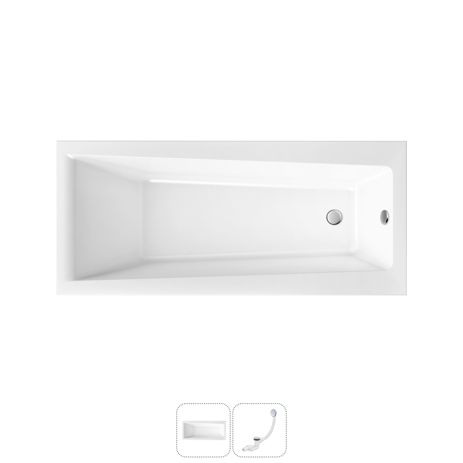 Изображение товара Прямоугольная ванна LAVINIA BOHO 160x75 см из акрила система click-clack