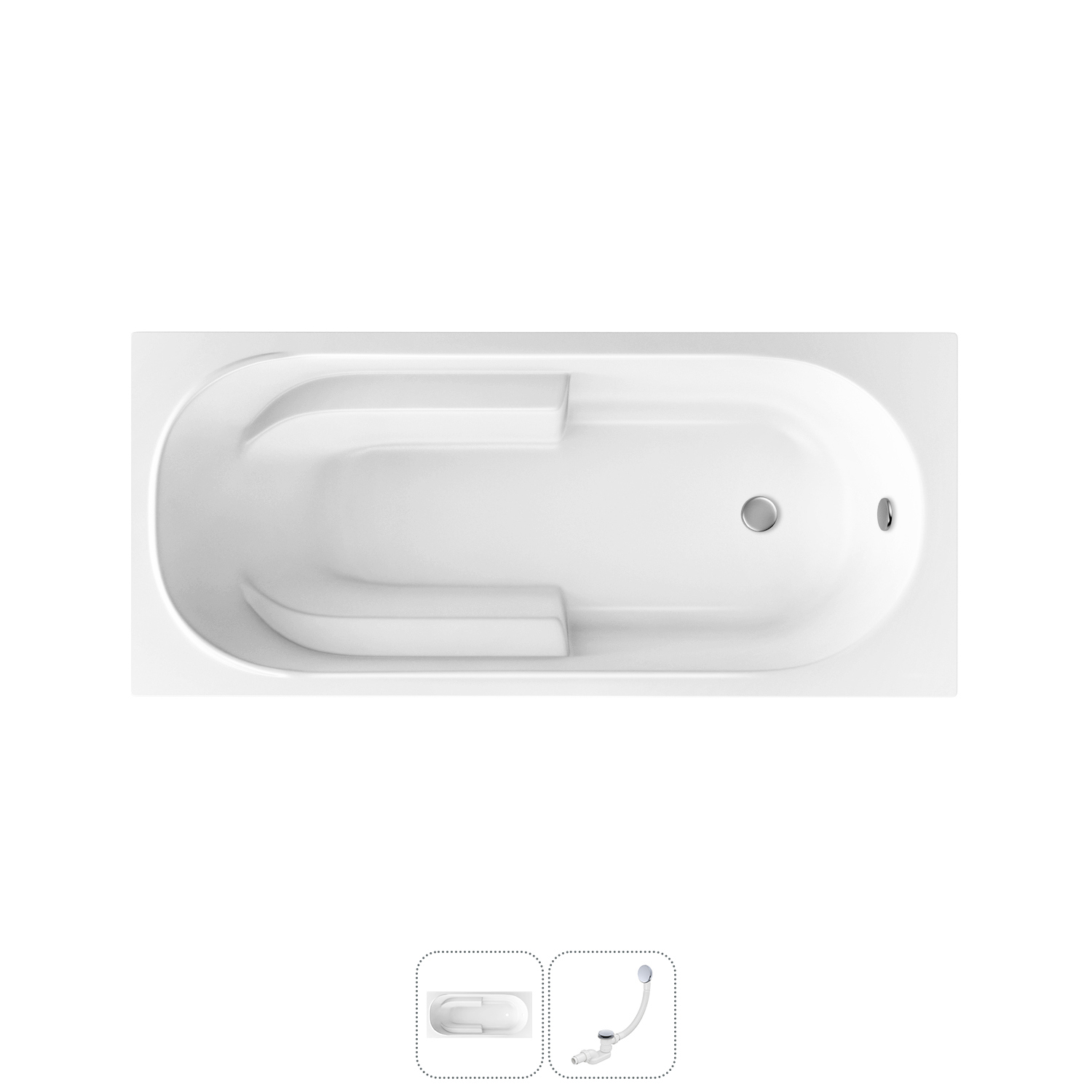 Изображение товара Прямоугольная ванна LAVINIA BOHO 170x75 см акриловая с автоматическим сливом