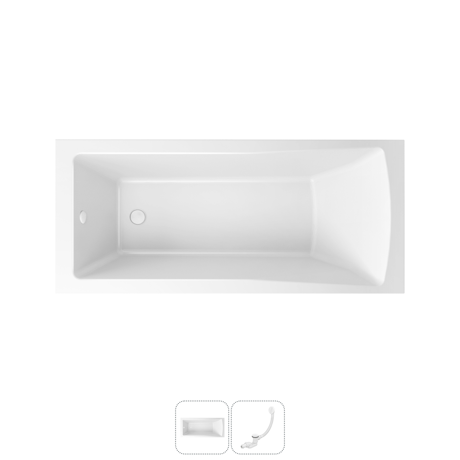 Изображение товара Прямоугольная ванна LAVINIA BOHO 180x80 см из акрила с автоматическим сливом