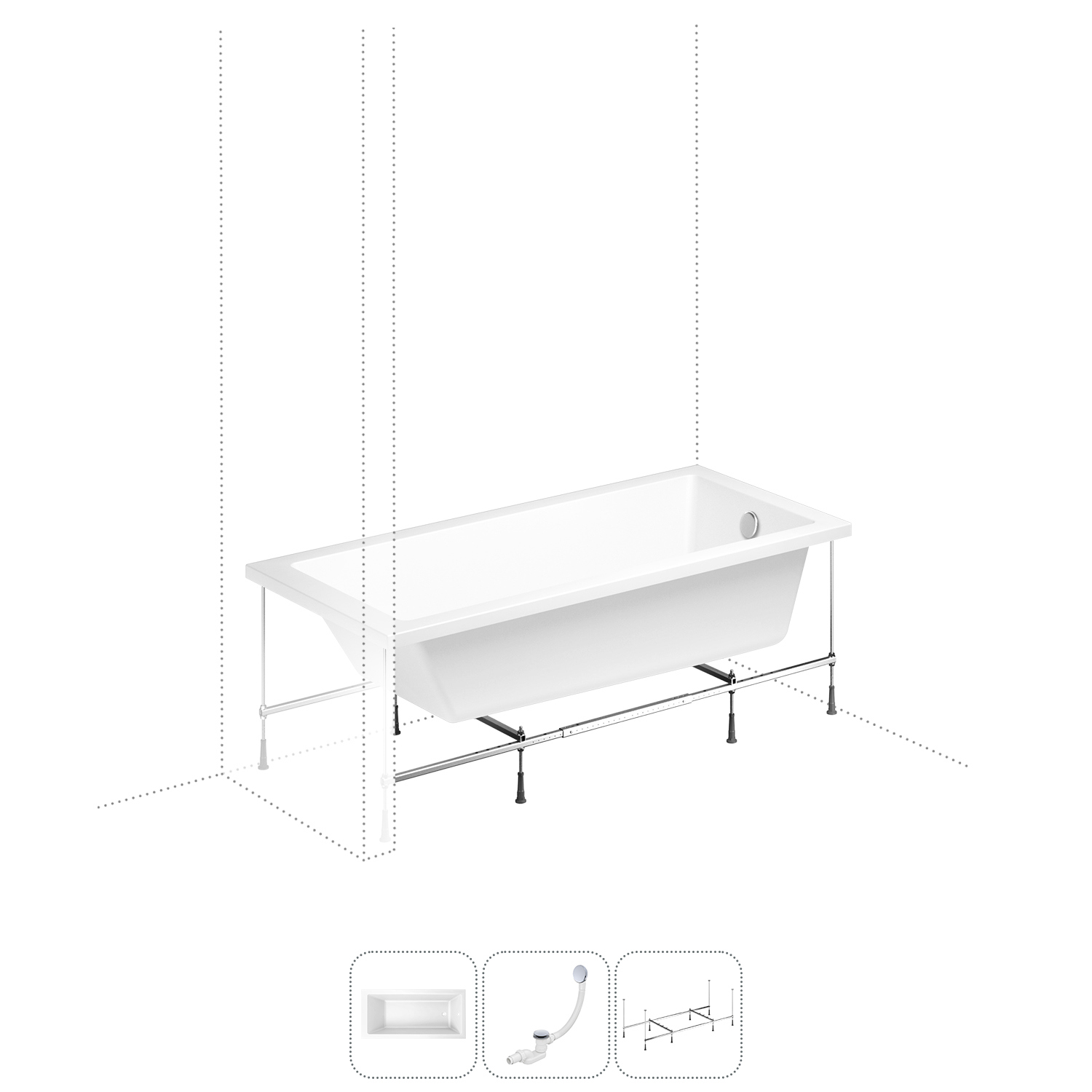 Изображение товара Акриловая ванна LAVINIA BOHO 170x80 см с усиленным каркасом и сифоном