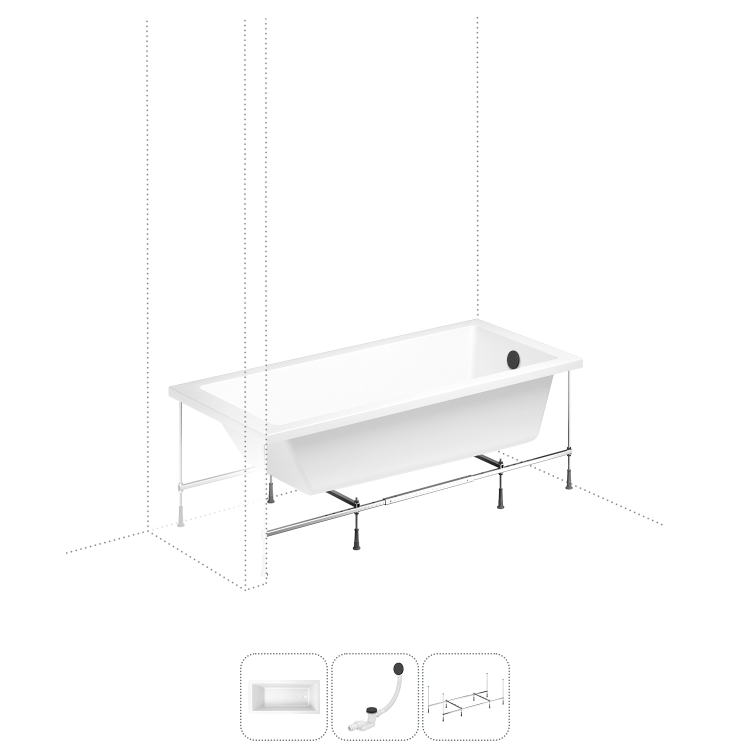 Изображение товара Прямоугольная ванна LAVINIA BOHO 170х80 см из акрила с правым разворотом