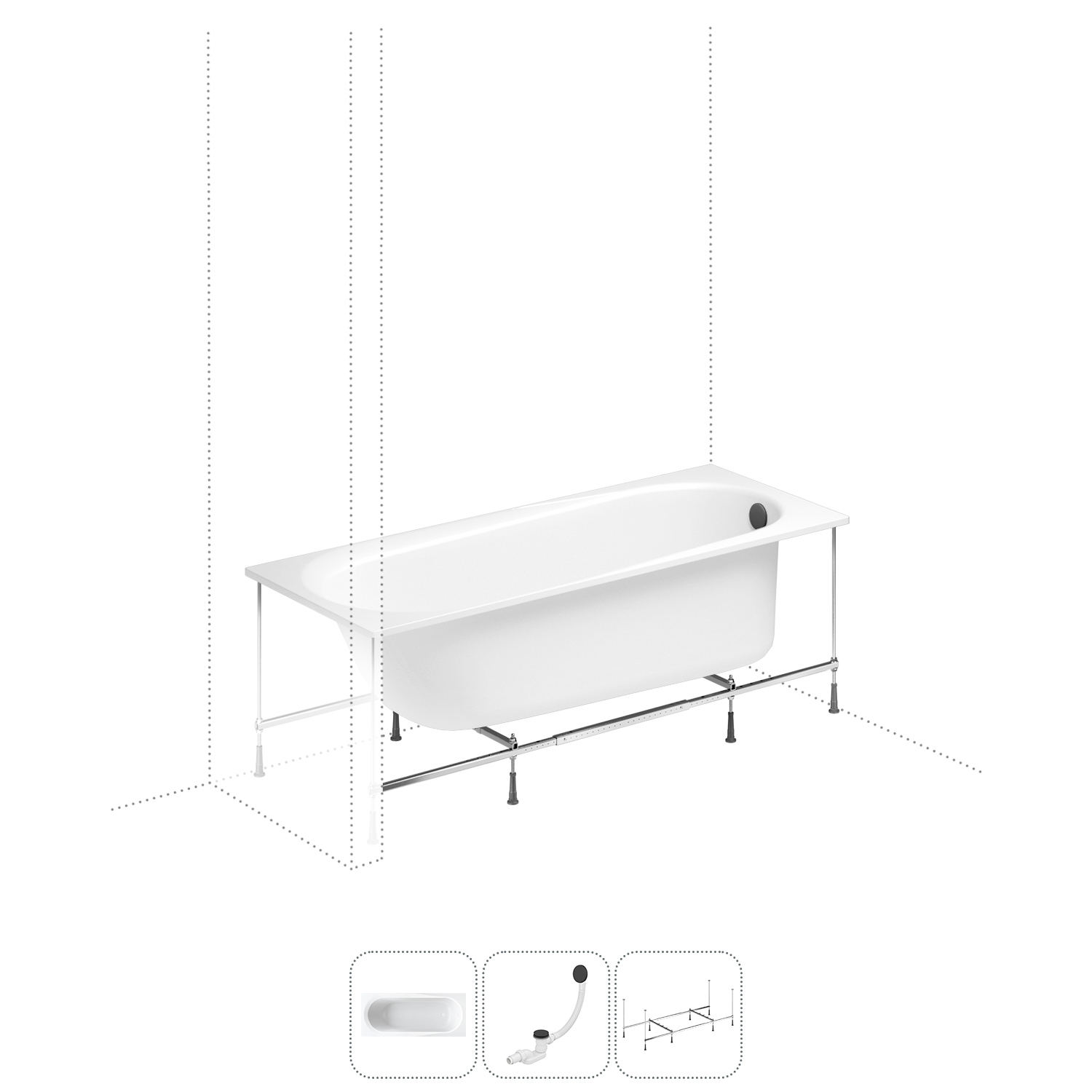 Изображение товара Прямоугольная ванна LAVINIA BOHO 170x70 см из акрила с металлическим каркасом