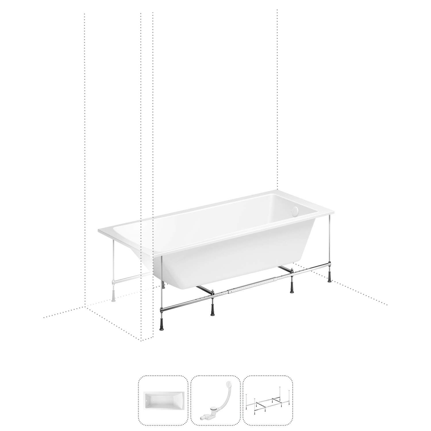 Изображение товара Прямоугольная ванна LAVINIA BOHO One 150x70 см акриловая с каркасом