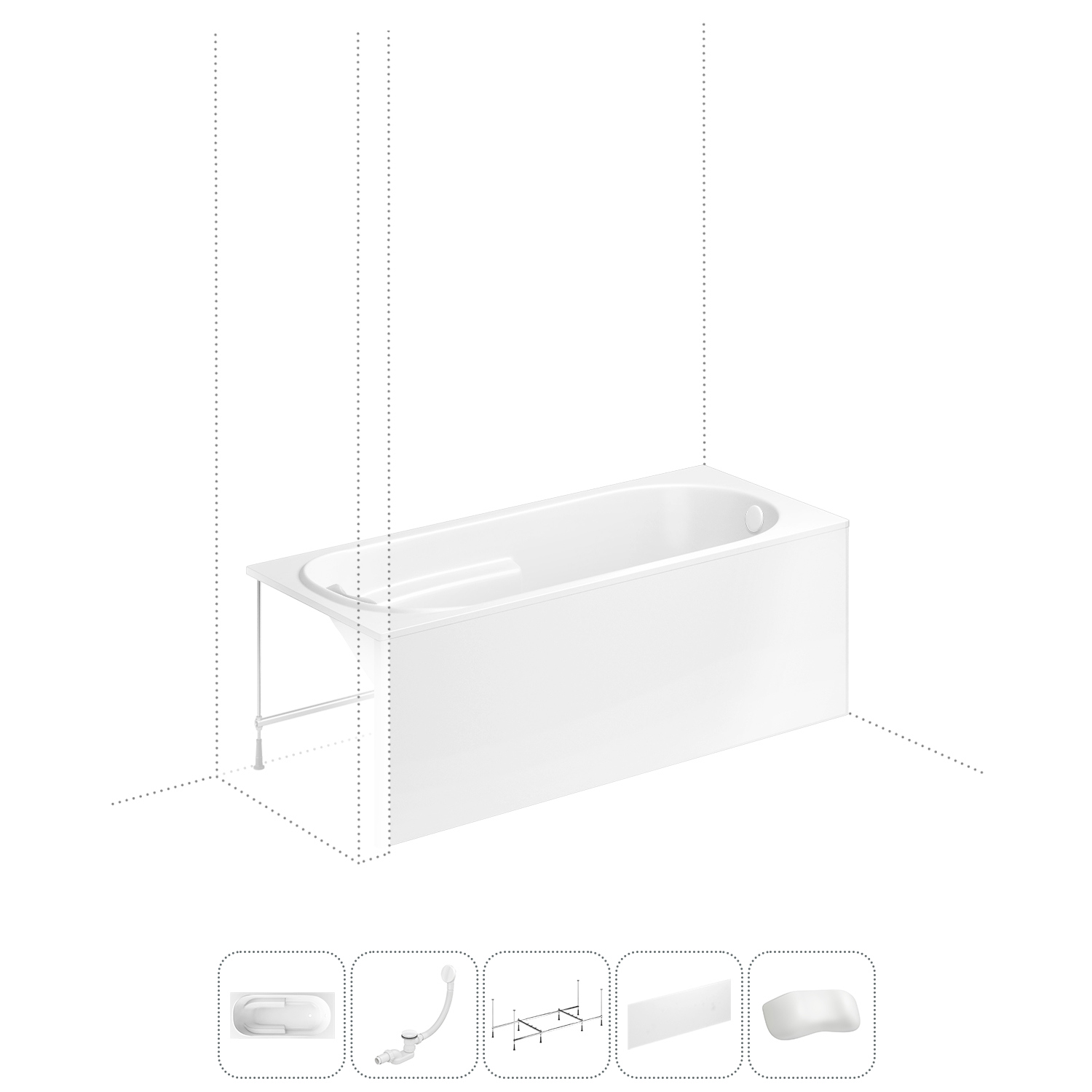 Изображение товара Прямоугольная ванна LAVINIA BOHO 170x75 см из акрила с автоматическим сливом