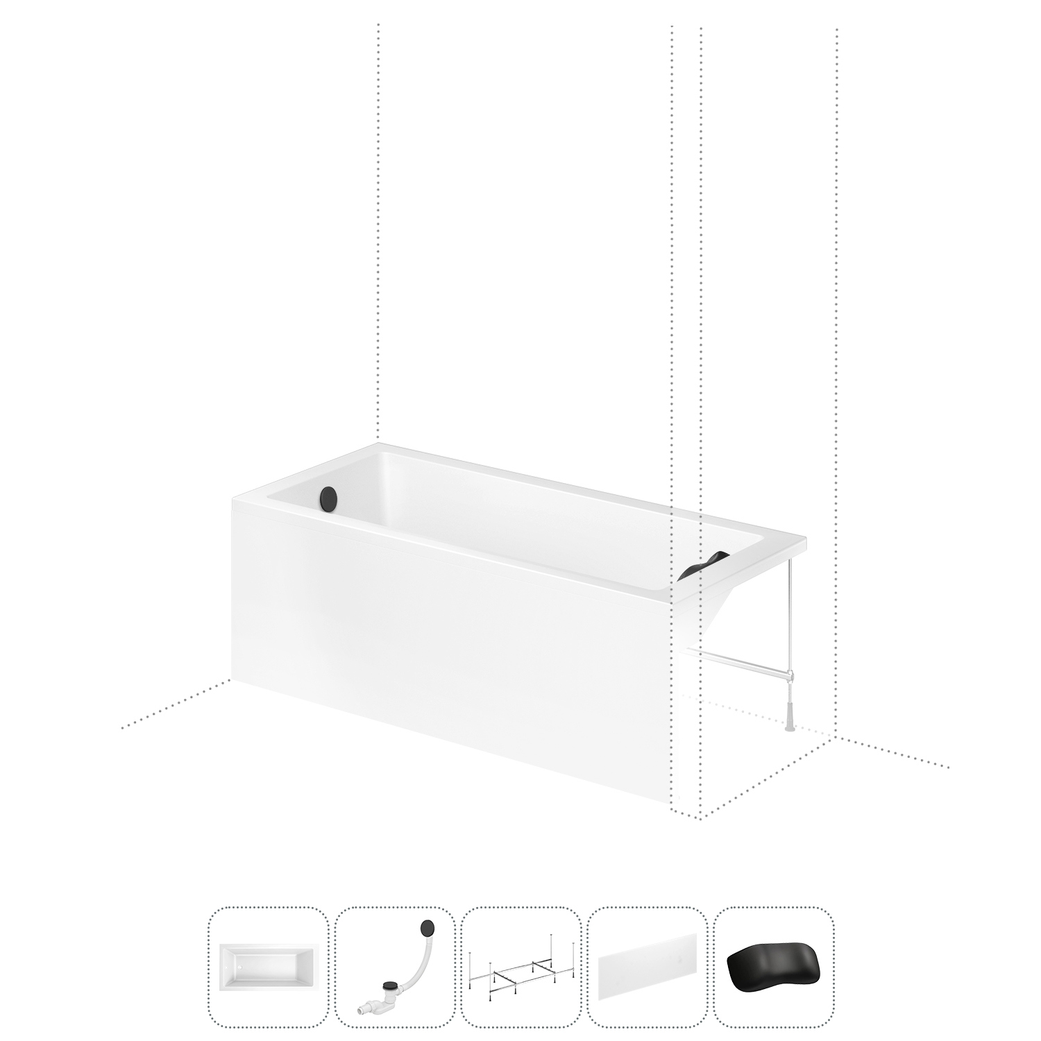 Изображение товара Прямоугольная ванна LAVINIA BOHO 170x80 см из акрила, Германия, комплект