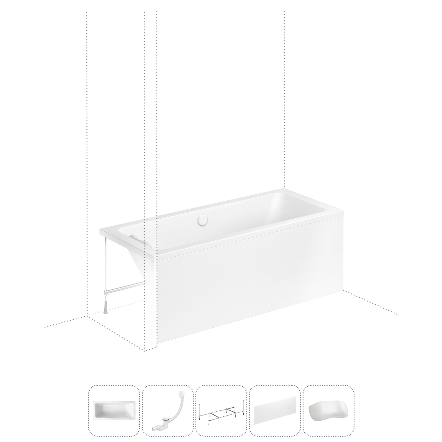 Изображение товара Акриловая прямоугольная ванна Lavinia Boho 180x80 см с подголовником и сливом