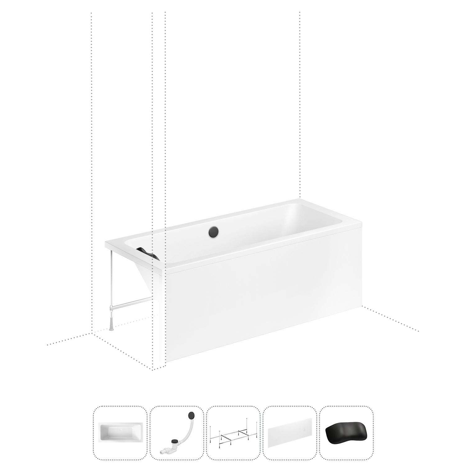 Изображение товара Акриловая прямоугольная ванна Lavinia Boho 180x80 см с шумоизоляцией