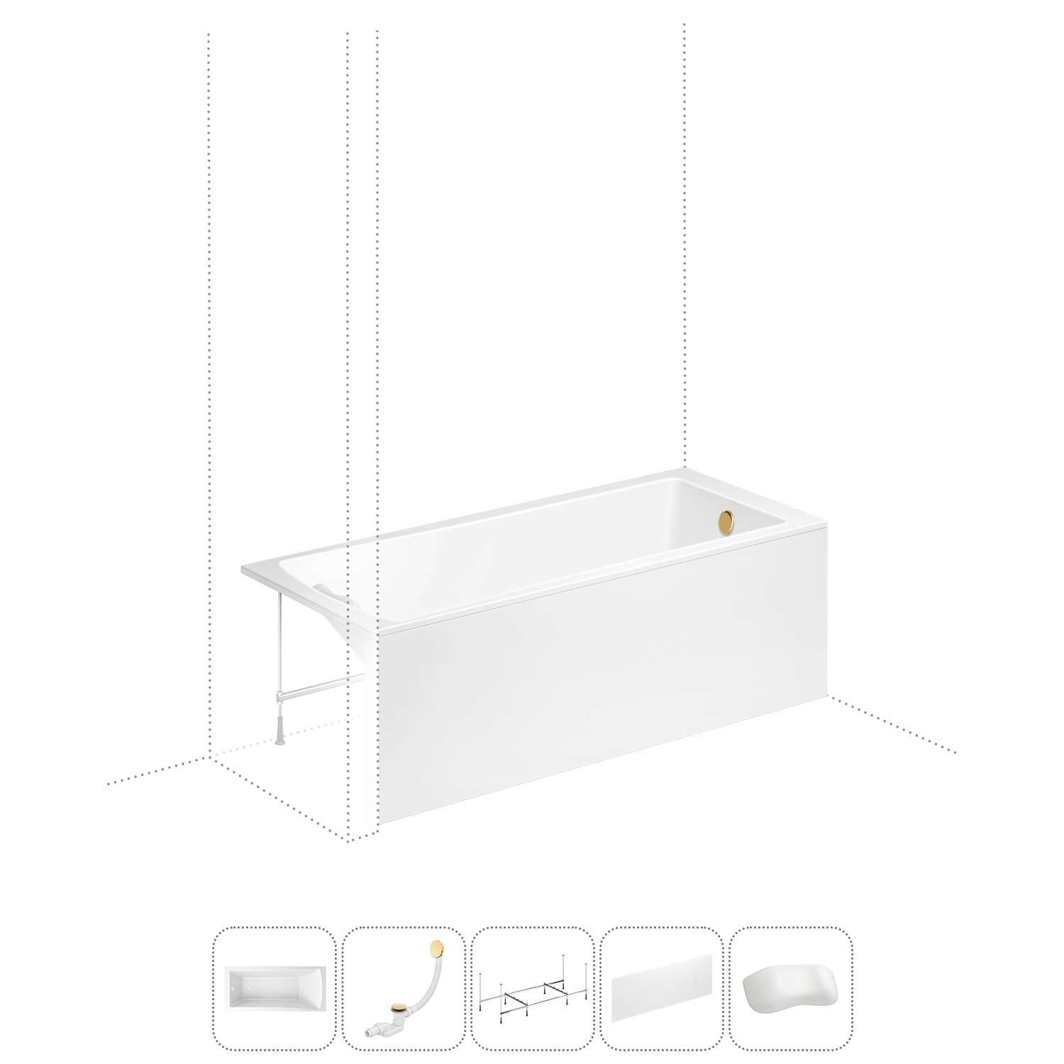 Изображение товара Прямоугольная ванна LAVINIA BOHO 150x70 см из литьевого акрила с усиленным каркасом