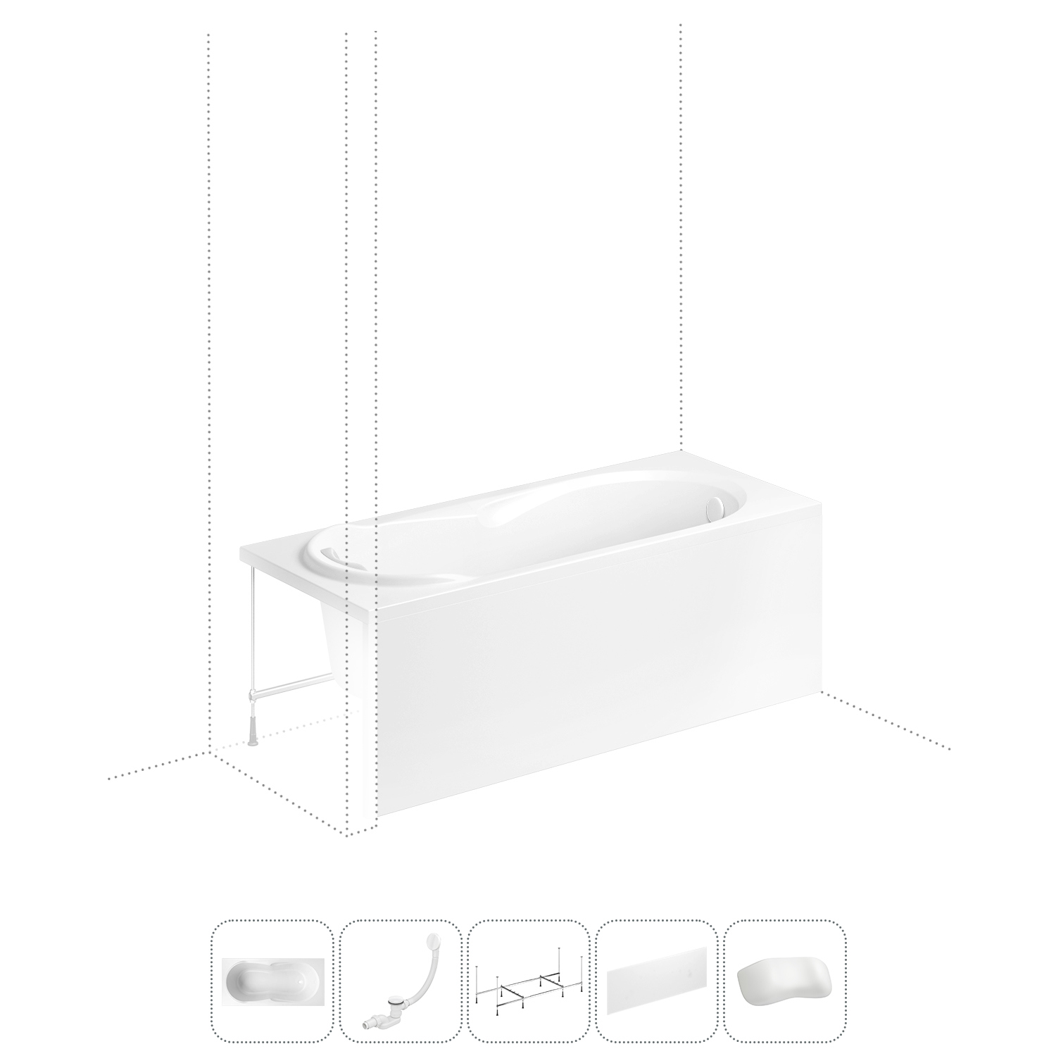 Изображение товара Прямоугольная ванна LAVINIA BOHO 160x70 см из акрила, гарантия 20 лет