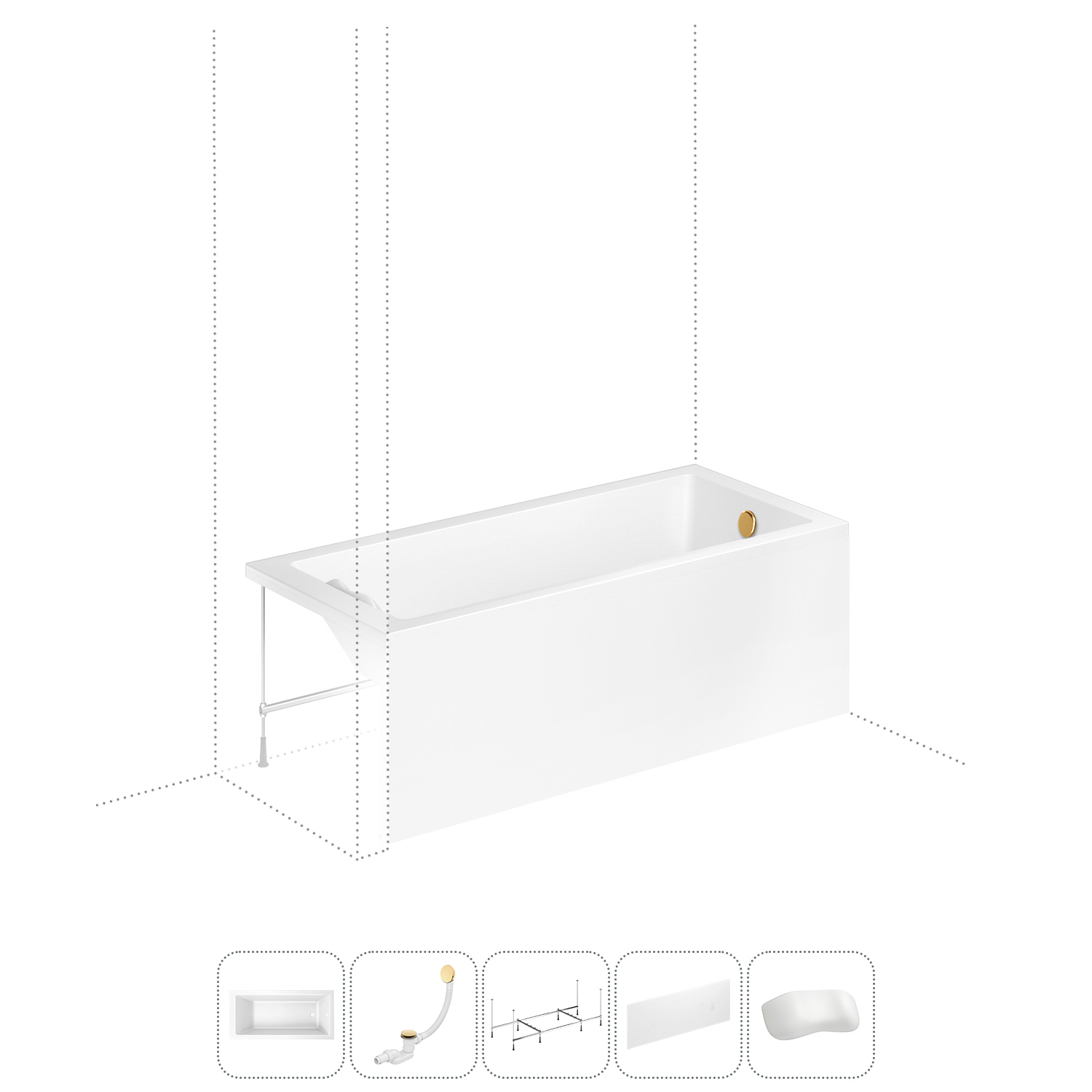 Изображение товара Прямоугольная акриловая ванна LAVINIA BOHO Catani 160x80 см