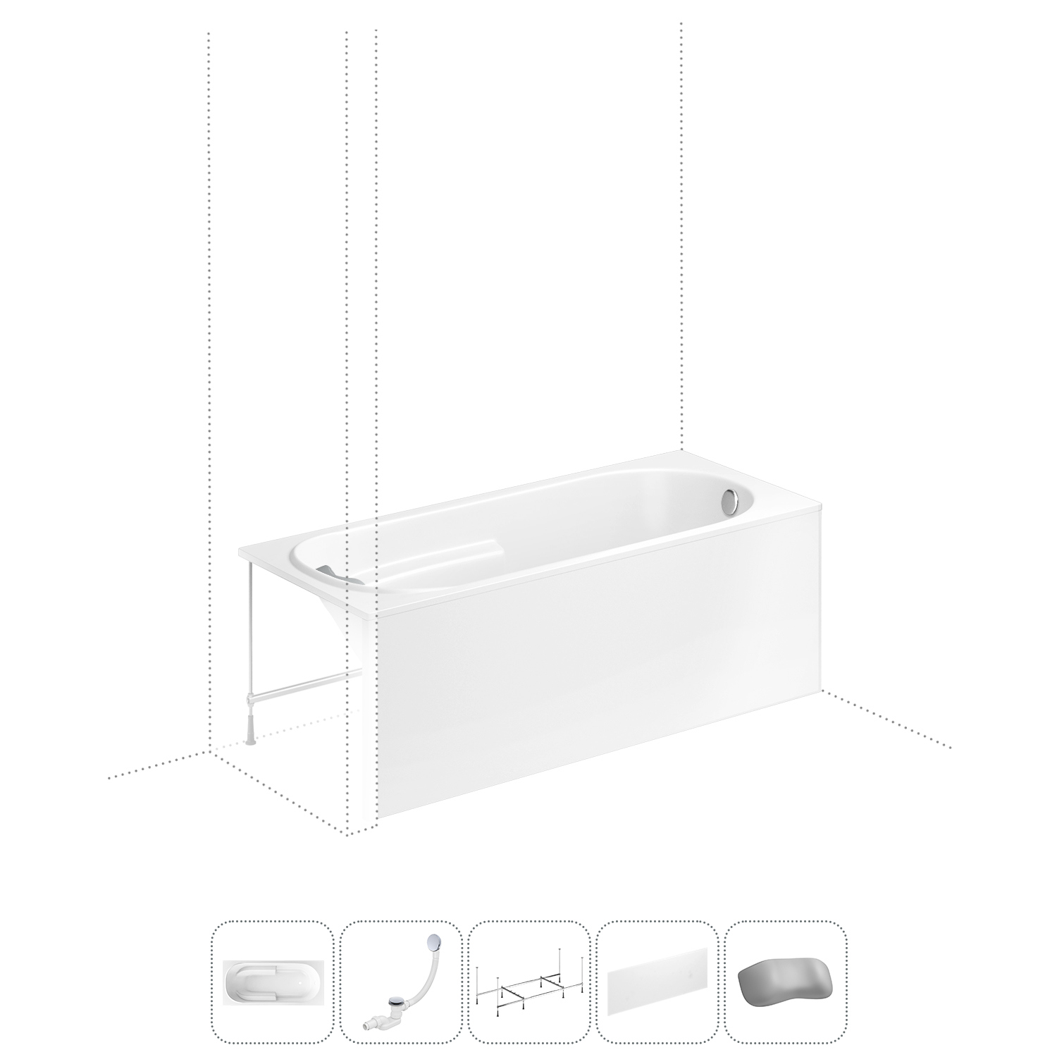 Изображение товара Прямоугольная ванна LAVINIA BOHO Bristol 150x75 см из акрила с комплектом аксессуаров