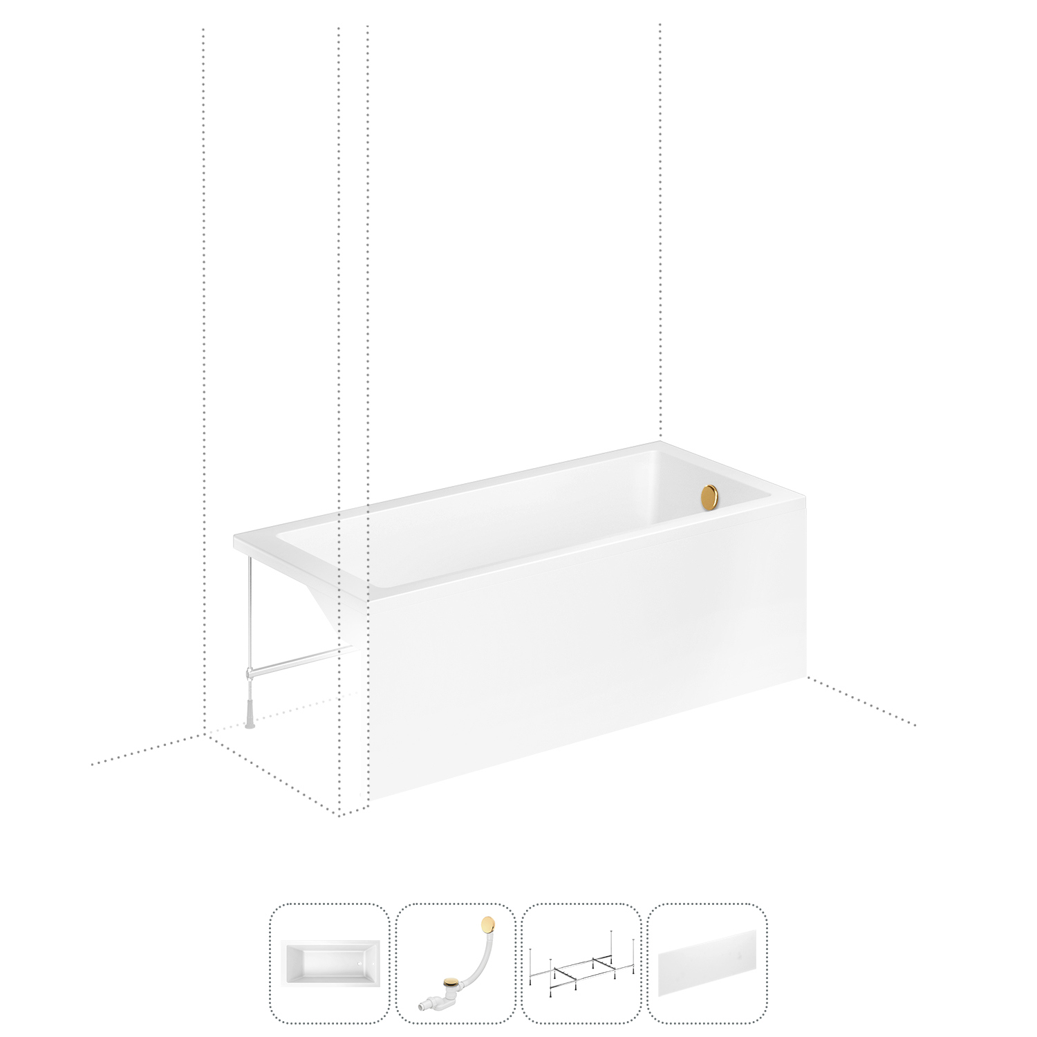 Изображение товара Прямоугольная ванна LAVINIA BOHO 160x80 см из акрила с правым разворотом