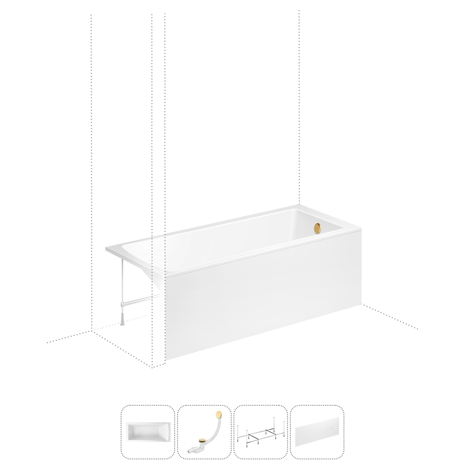 Изображение товара Прямоугольная ванна LAVINIA BOHO 150x70 см из литого акрила с усиленной основой