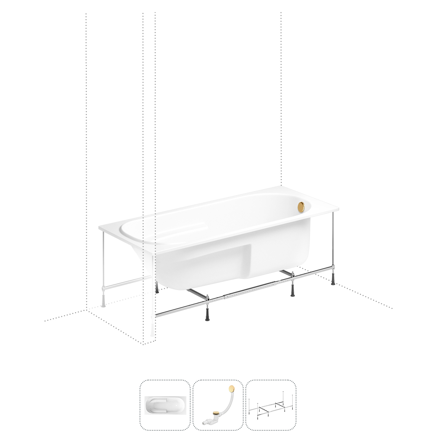 Изображение товара Прямоугольная ванна LAVINIA BOHO 160x75 см из акрила с сифоном и крепежом