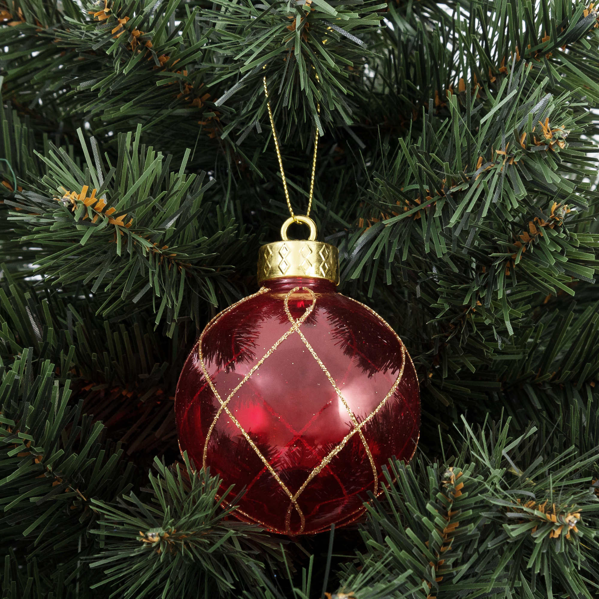 Изображение товара Елочный шар Традиции красный 8 см пластик Новый год украшение