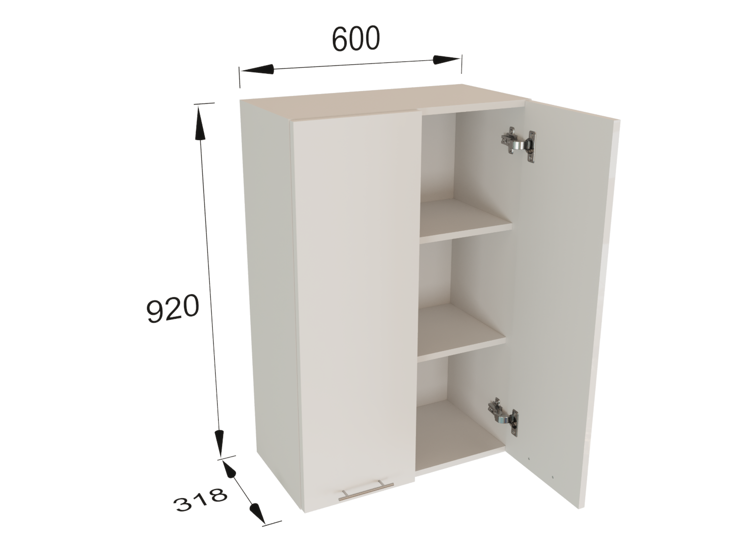 Изображение товара Навесной шкаф Валерия верхний 60x92x31.80 см белый глянцевый