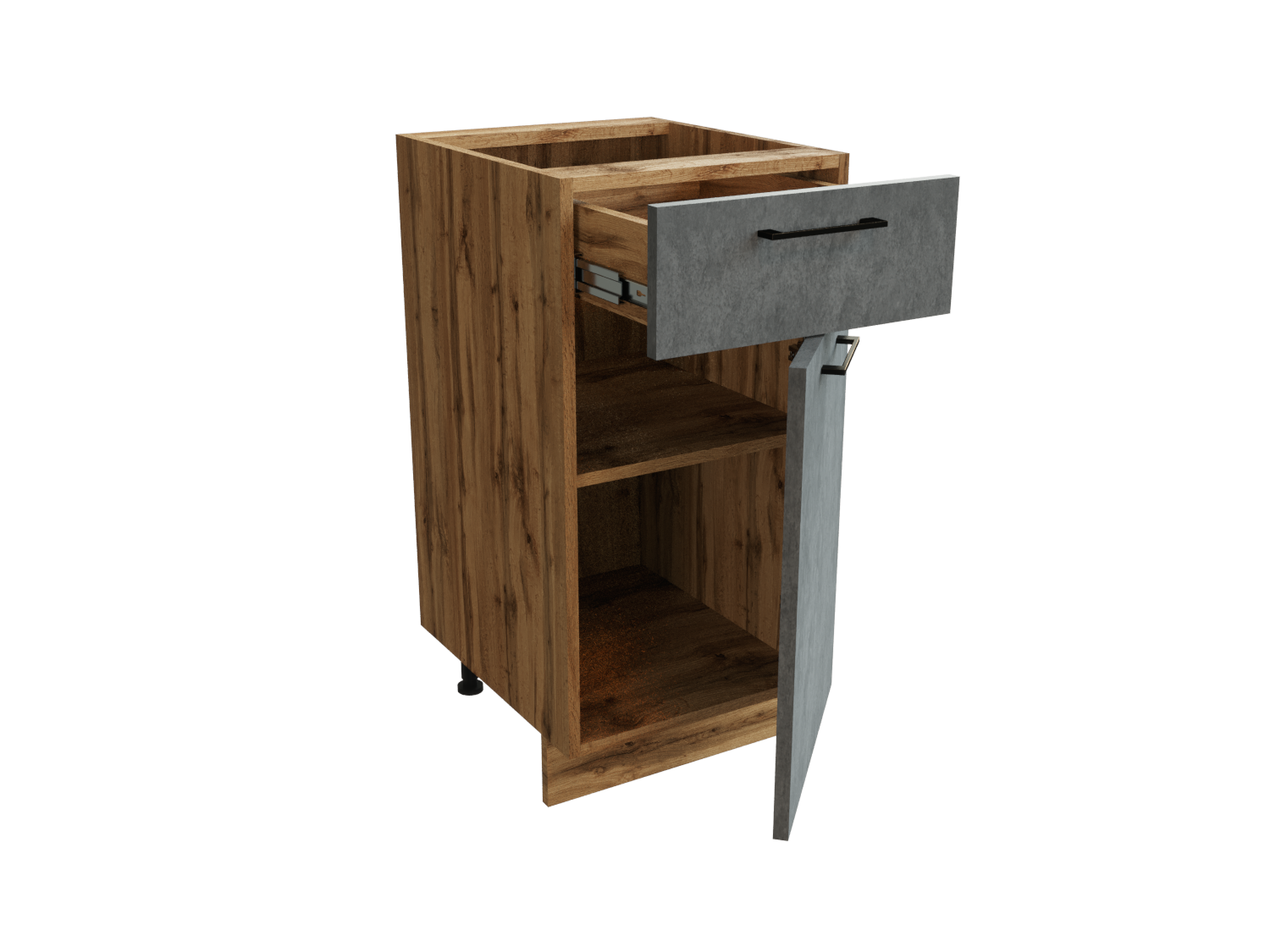 Изображение товара Напольный шкаф Хелмер 40x81.6x47.8 см, 2 двери, 1 ящик, серый дуб