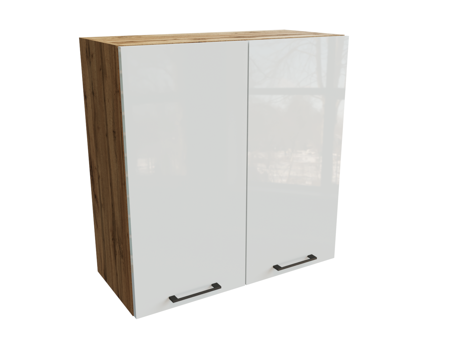 Изображение товара Навесной шкаф 70x71.60x31.80 см фасад белый МДФ каркас дуб вотан