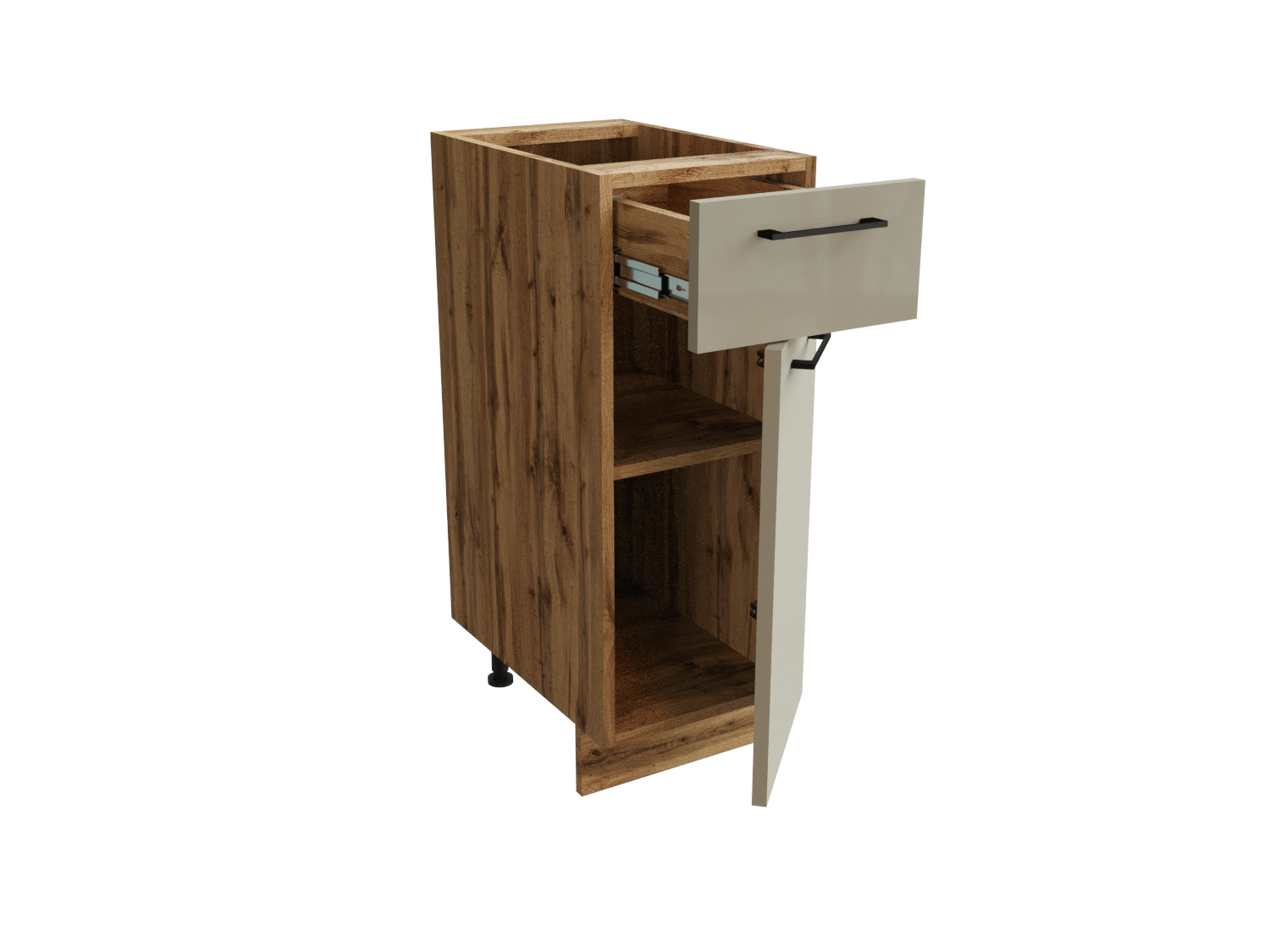 Изображение товара Напольный шкаф 30x81.6x47.8 см с фасадами капучино и одним ящиком, Дуб Вотан