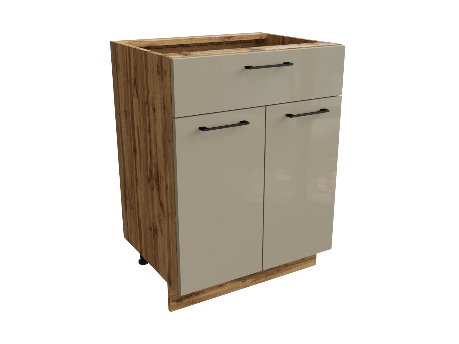 Изображение товара Напольный кухонный шкаф Эстетик 60x81.6x47.8 см с 1 ящиком капучино стекло