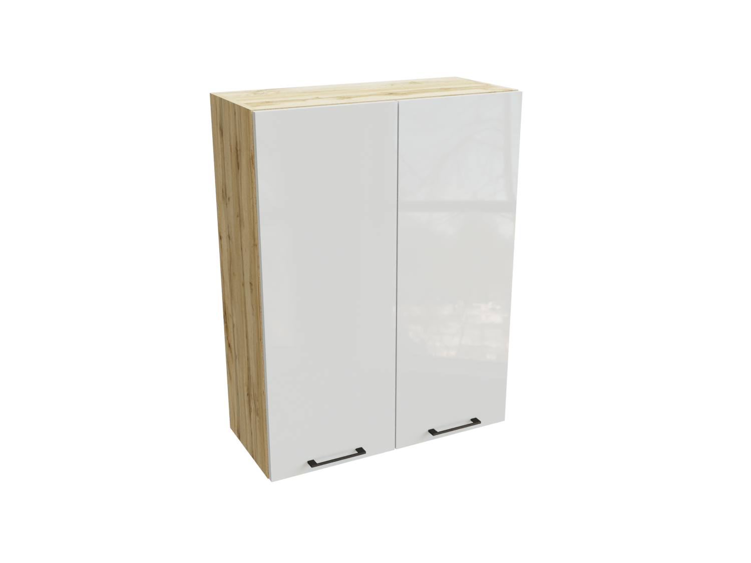 Изображение товара Навесной шкаф Эстетик 70x92x31.80 см фасад белый МДФ каркас дуб вотан ЛДСП Сурская Мебель