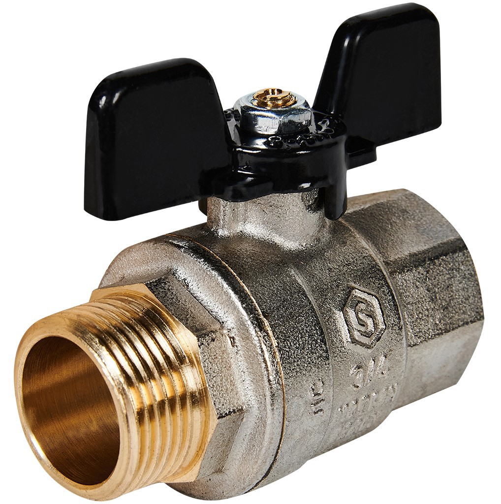 Изображение товара Кран шаровой прямой Stout DN20 PN40 с ручкой бабочка