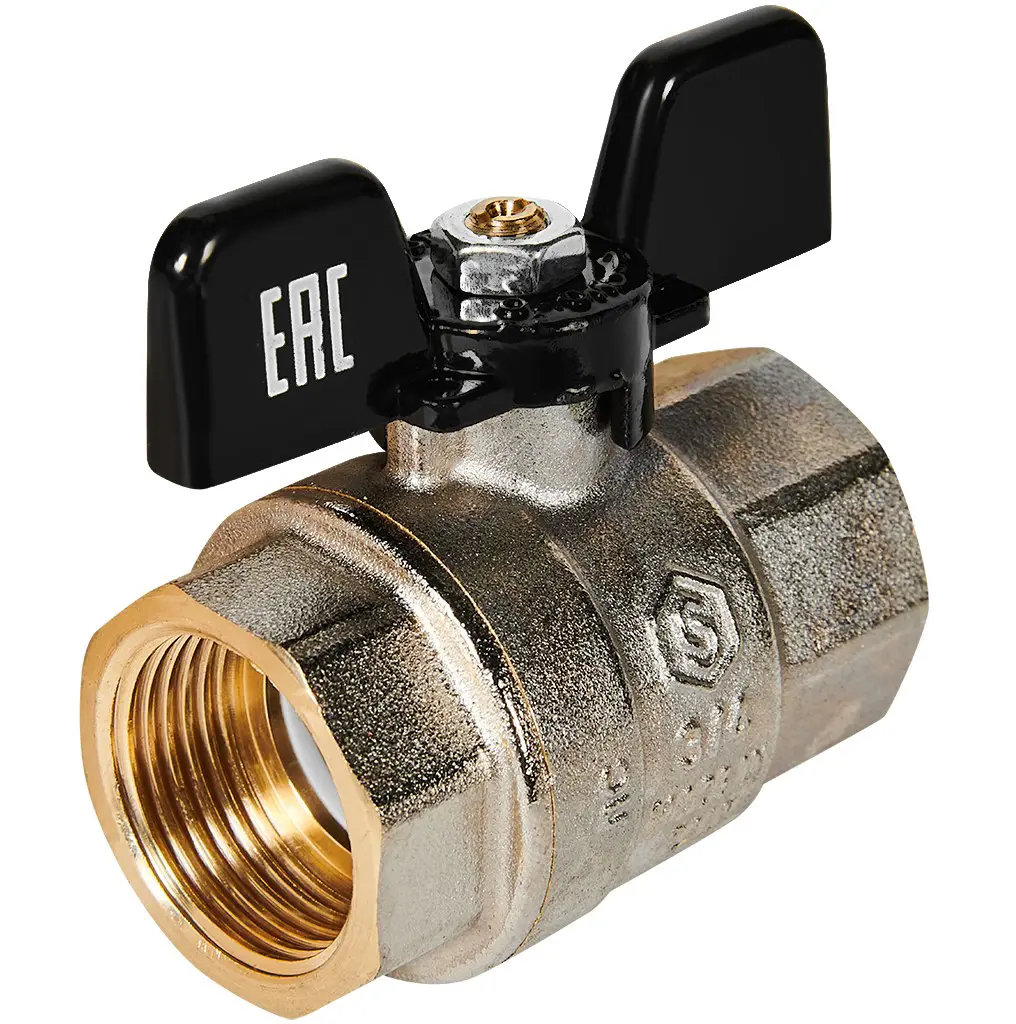 Кран шаровой прямой Stout DN20 PN40 3/4" ВР латунь ручка бабочка