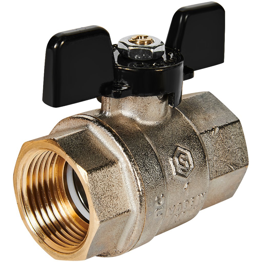 Изображение товара Кран шаровой прямой Stout SVB-0002 DN25 PN40 1" ВР с ручкой бабочка