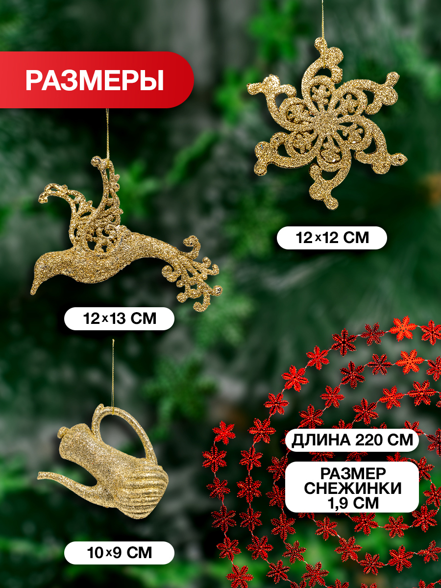 Изображение товара Набор елочных игрушек Decoretto SY Набор 013 26 см x 18 см разноцветный 5 шт