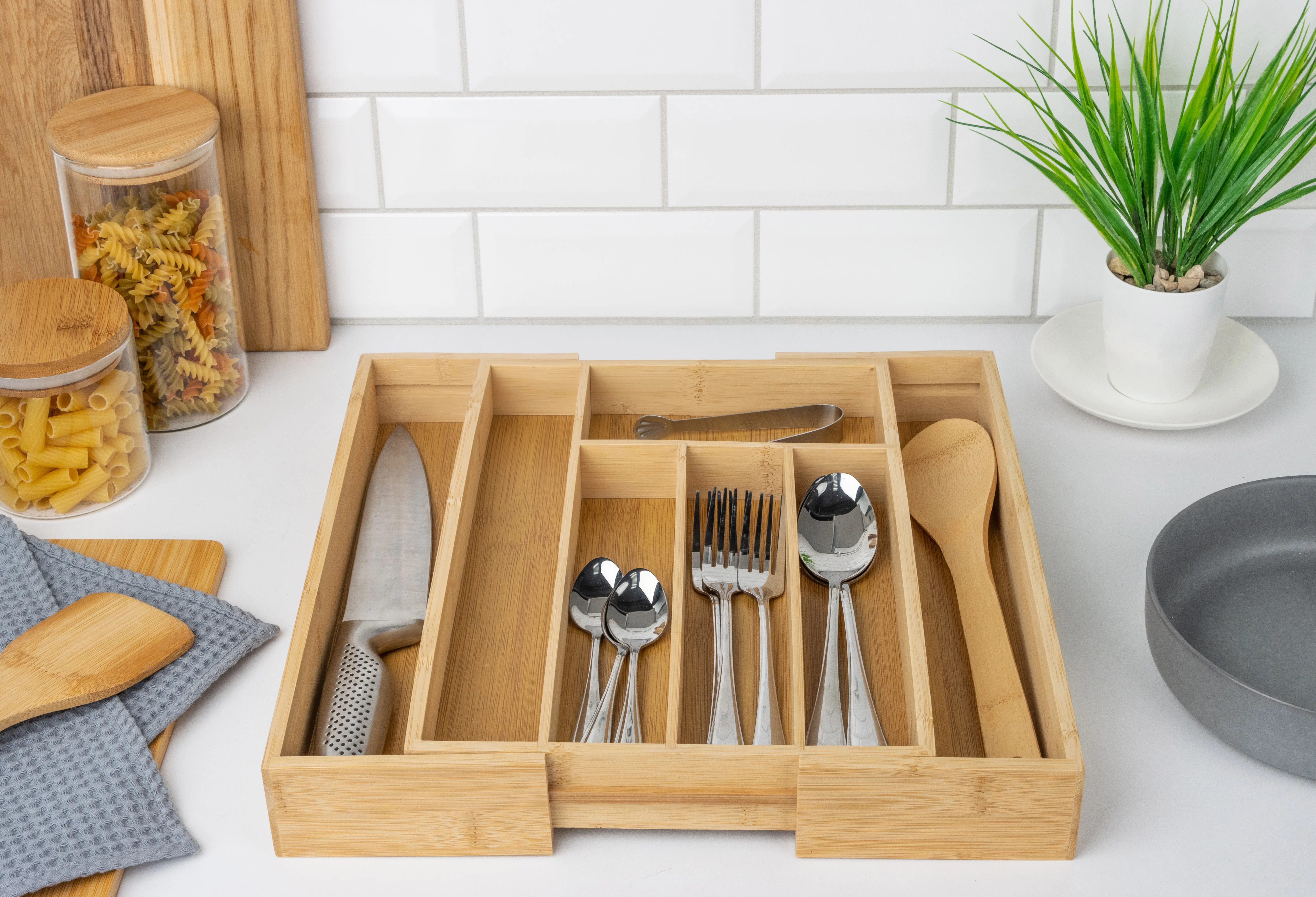 Лоток для столовых приборов Mallony 36x26x5.5 см бамбук цвет коричневый - 4