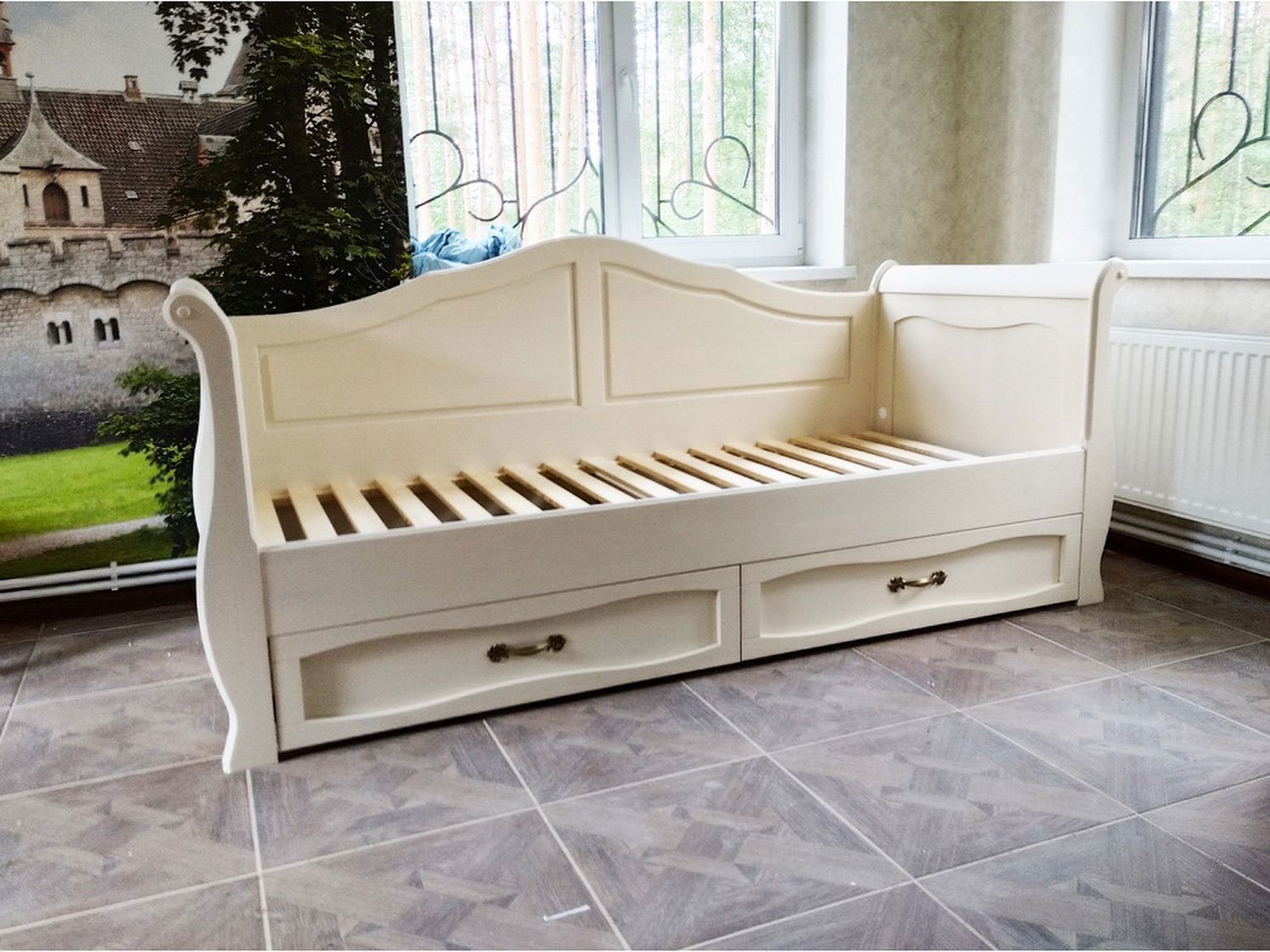 Изображение товара Кровать тахта Дом мебели Лебо 97x100x222 см Массив сосны цвет бежевый