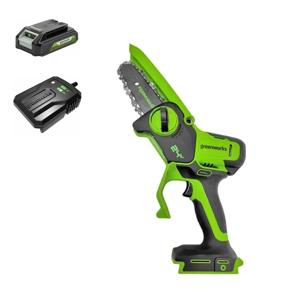 Изображение товара Аккумуляторная цепная пила Greenworks 24В 10 см с батареей и зарядкой