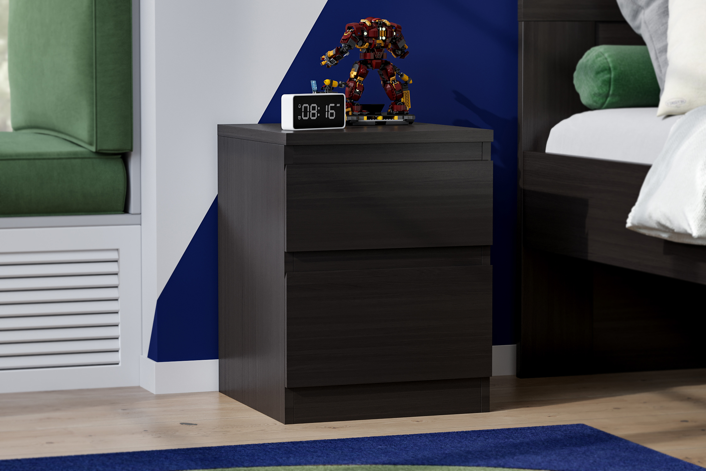 Изображение товара Тумба прикроватная Гуд Лакк Кастор 37.3x49.2x39.6 см 2 ящика цвет венге