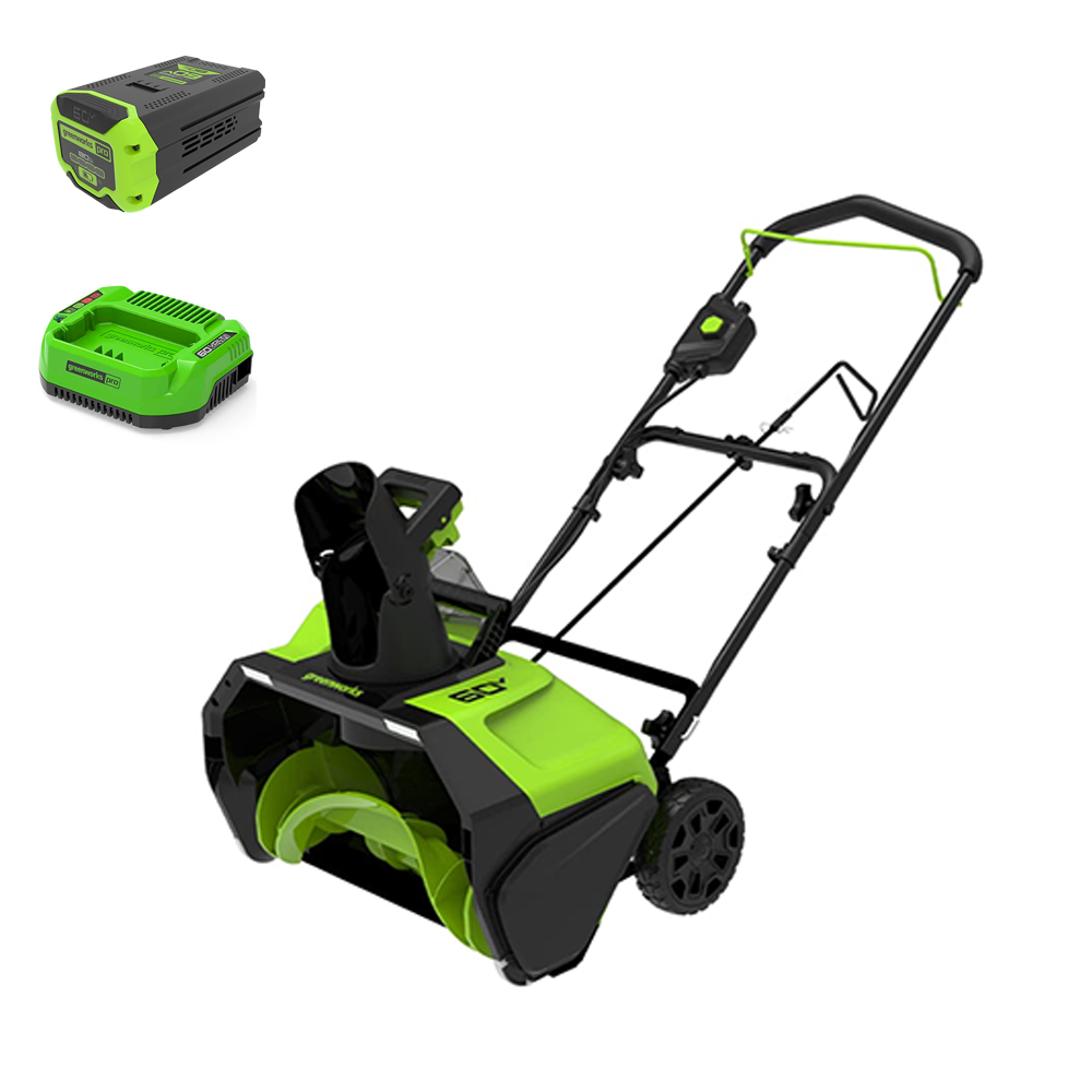 Изображение товара Снегоуборщик аккумуляторный бесщёточный Greenworks GD60PSTK8 51 см 60 В 1x8 Ач АКБ и ЗУ в комплекте
