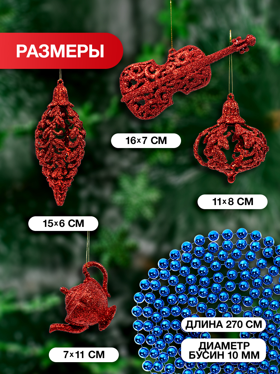 Изображение товара Набор елочных игрушек Decoretto SY Набор 012 26 см x 18 см разноцветный 5 шт